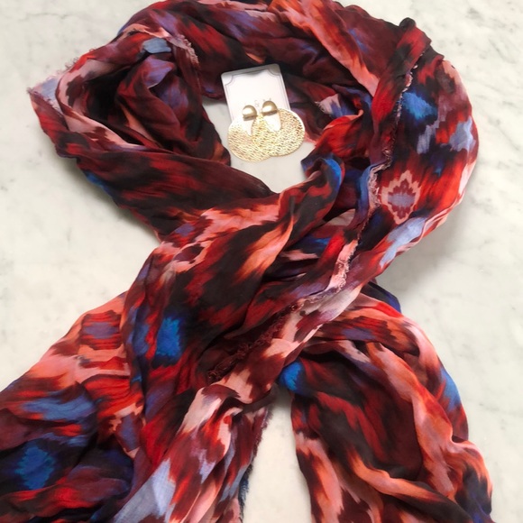 Italian Modal & Silk Tie-Dye Print Scarf - Picture 2 of 6